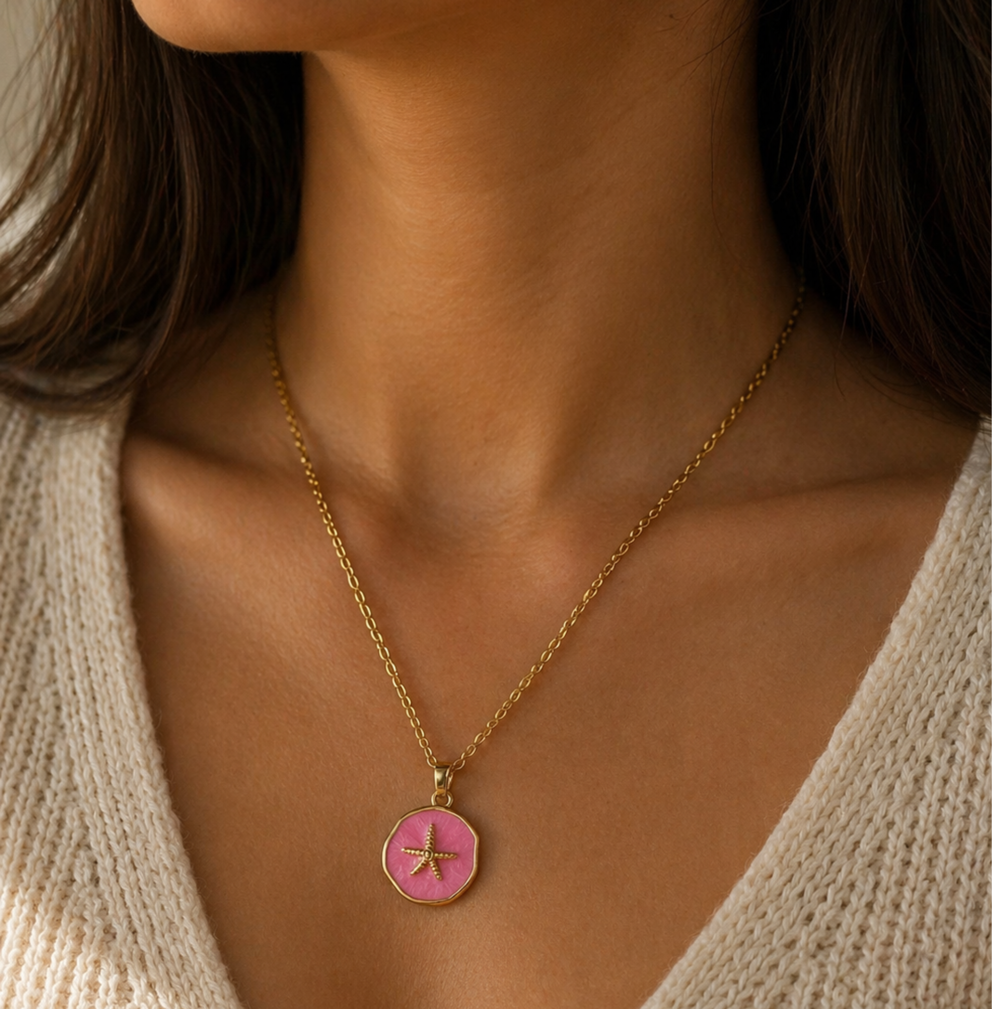 Pink Starfish Pendant Necklace