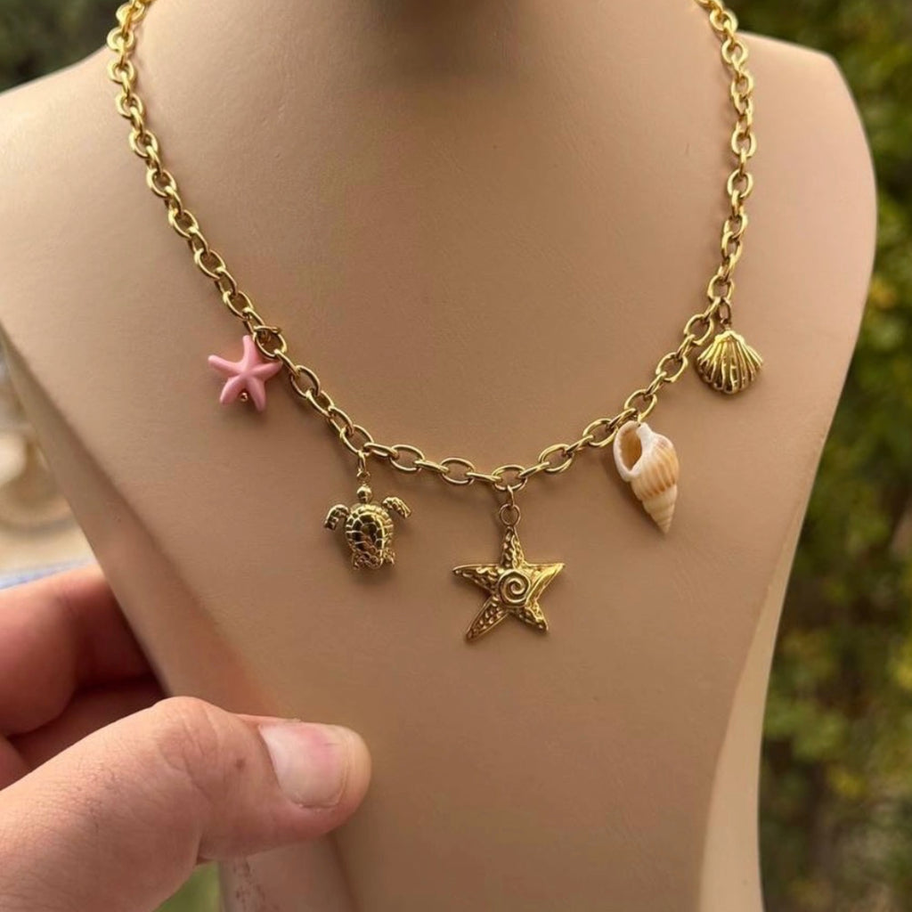 Ocean Charm Gold Necklace