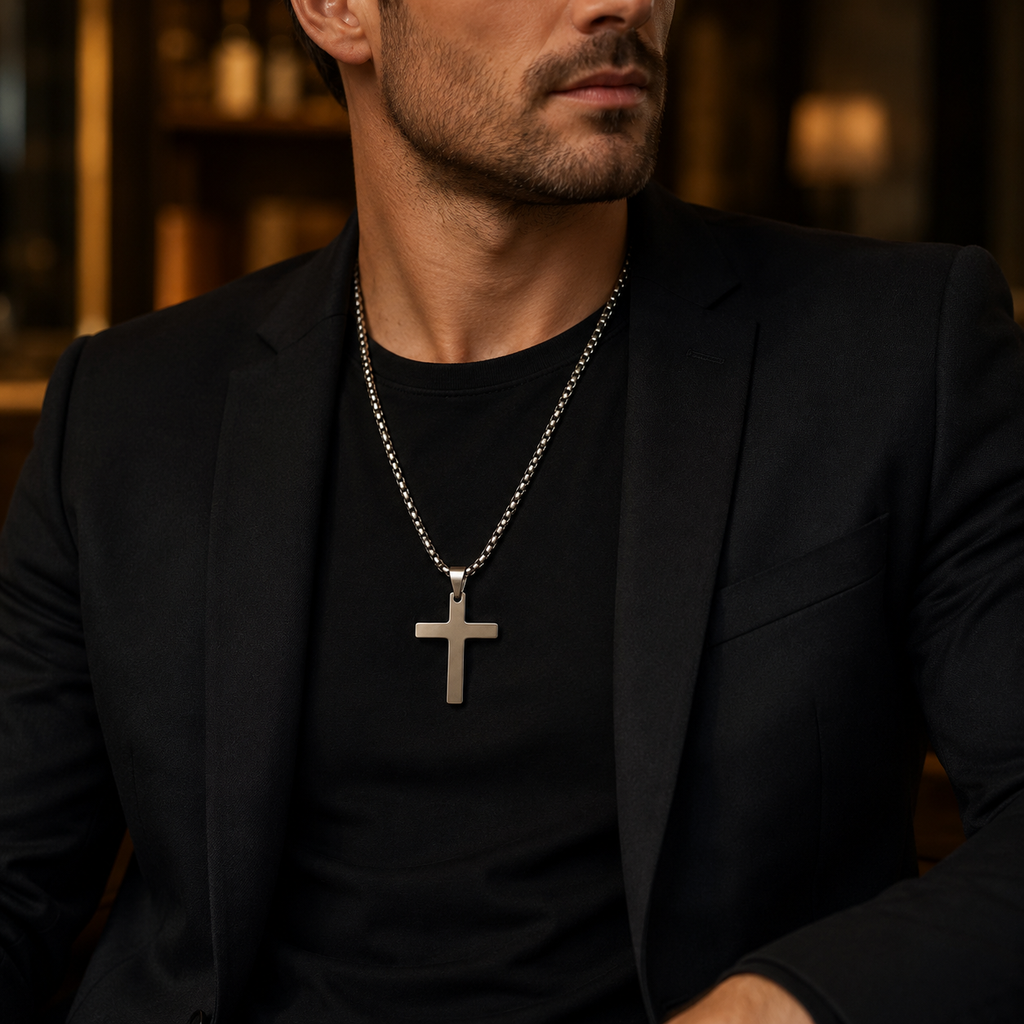 Classic Steel Cross Necklace for Men