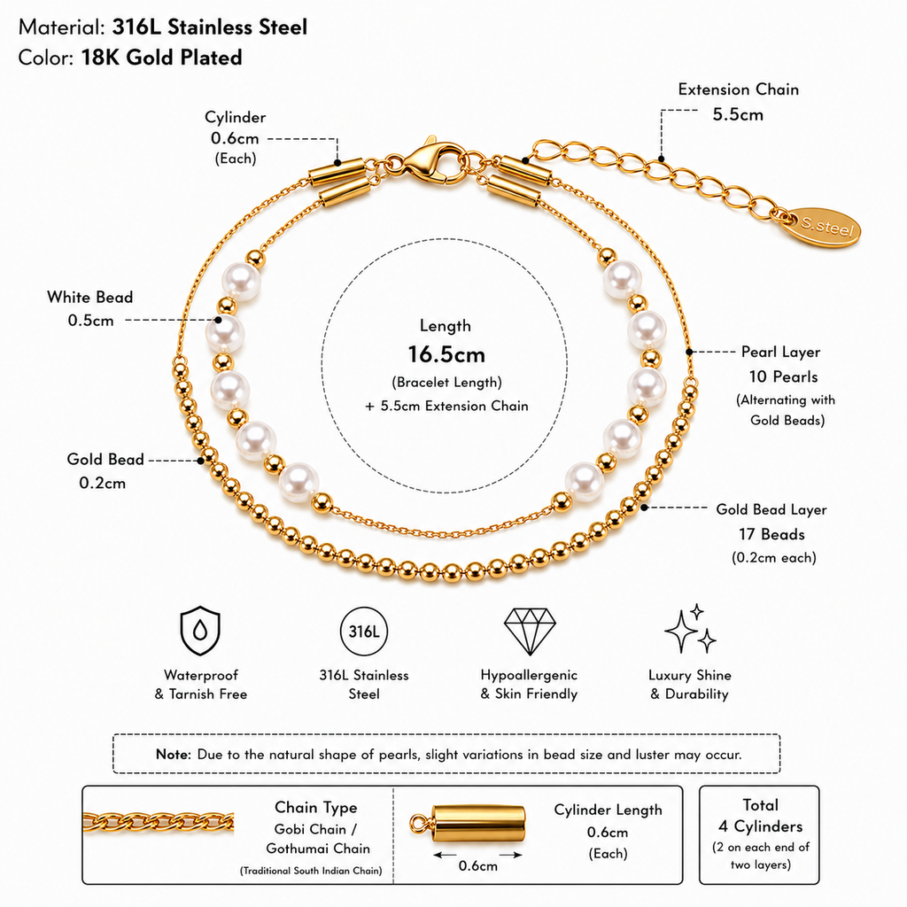Luna Pearl Double Layer Bracelet