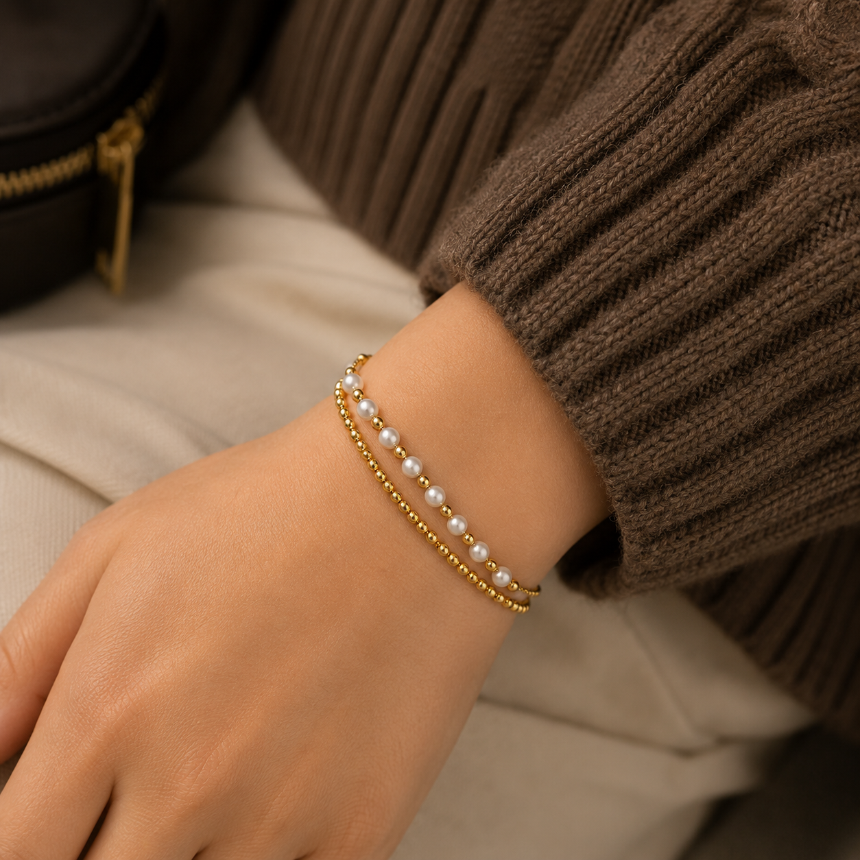 Luna Pearl Double Layer Bracelet