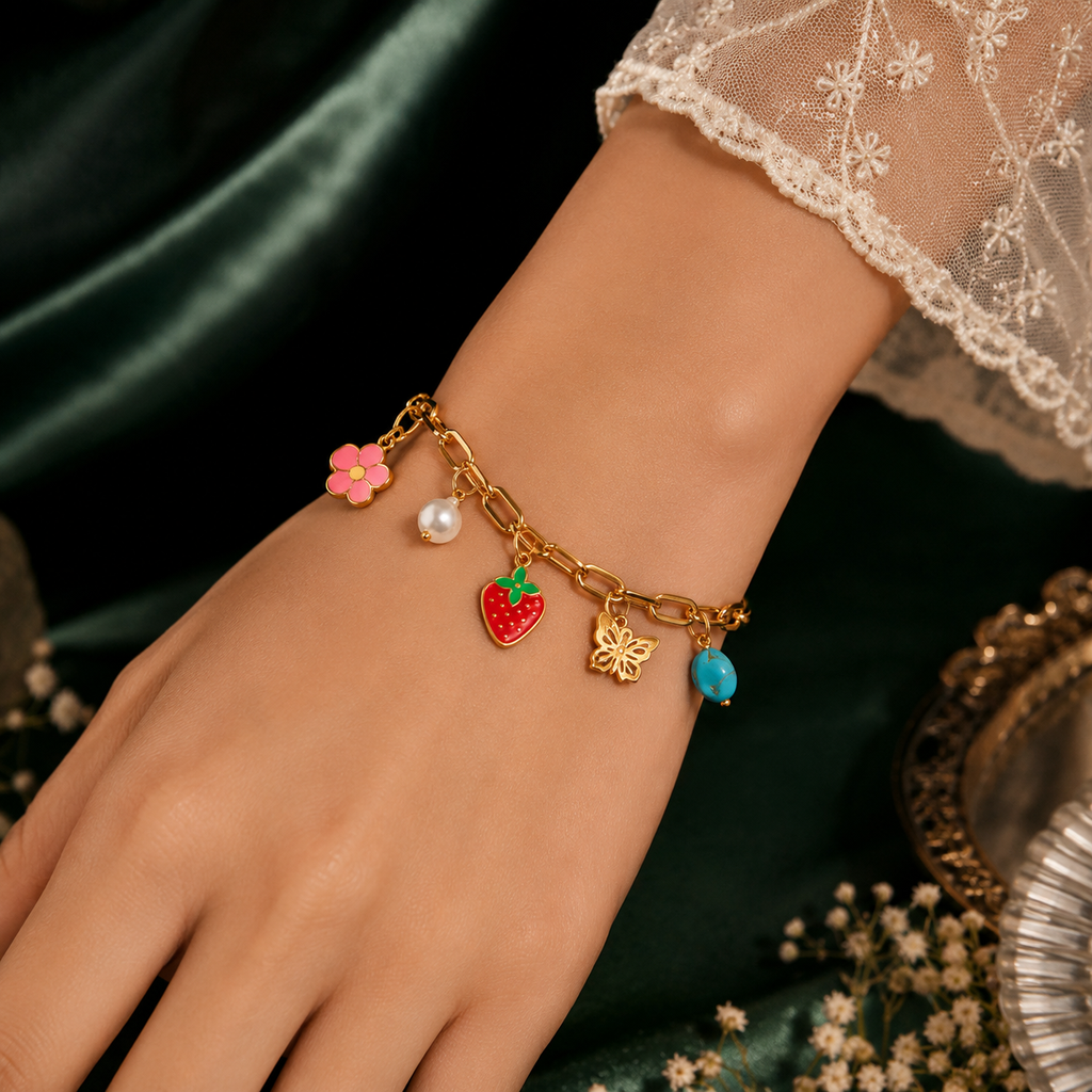 Berry Bloom Charm Bracelet