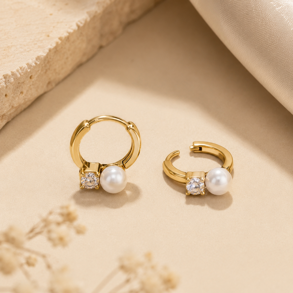 Luna Pearl Hoop Earrings