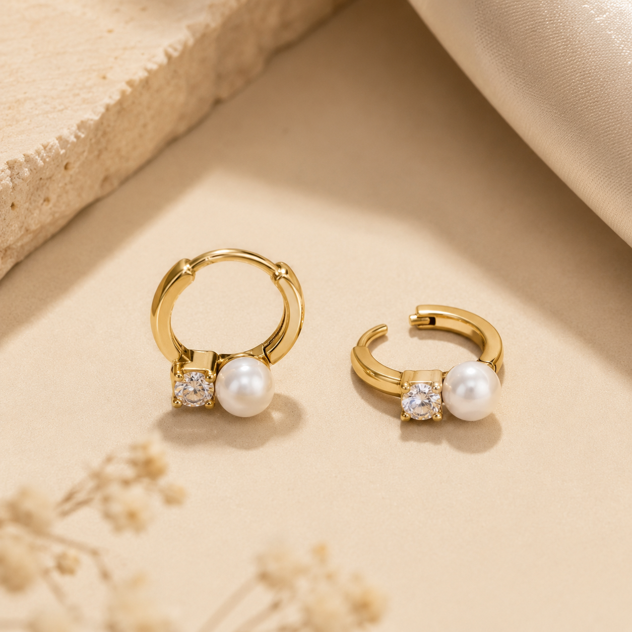 Luna Pearl Hoop Earrings