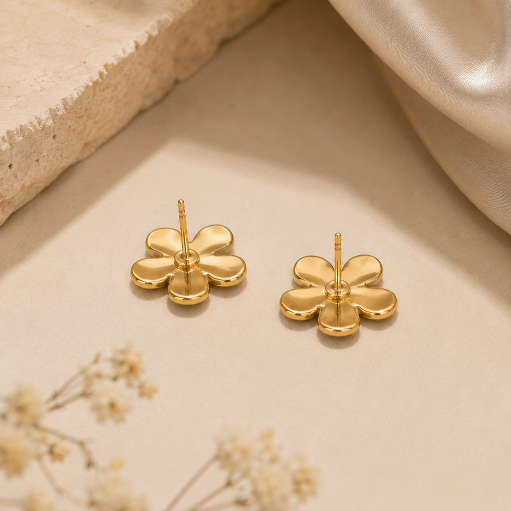 Pink Blossom Flower Stud Earrings