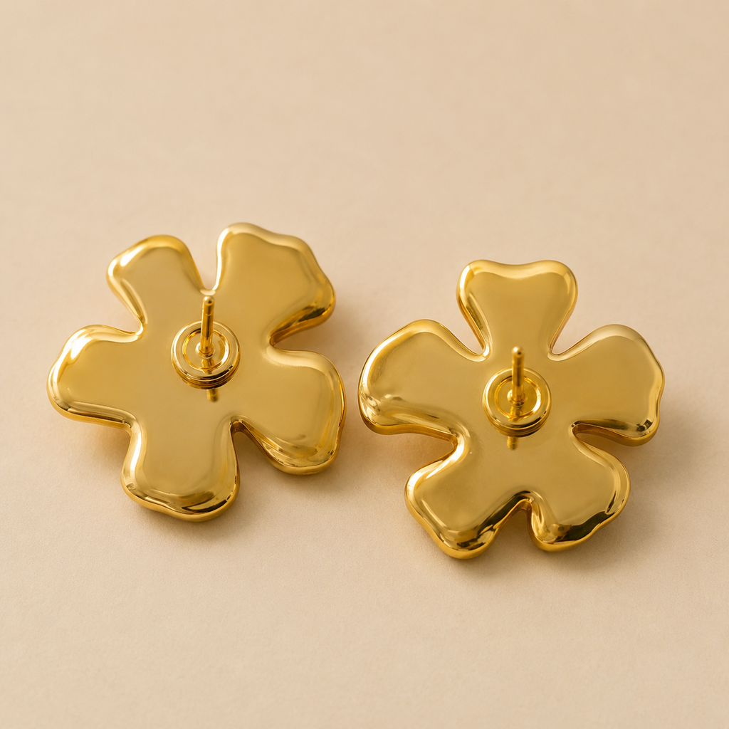 Ruby Bloom Flower Stud Earrings