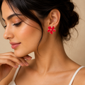 Ruby Bloom Flower Stud Earrings