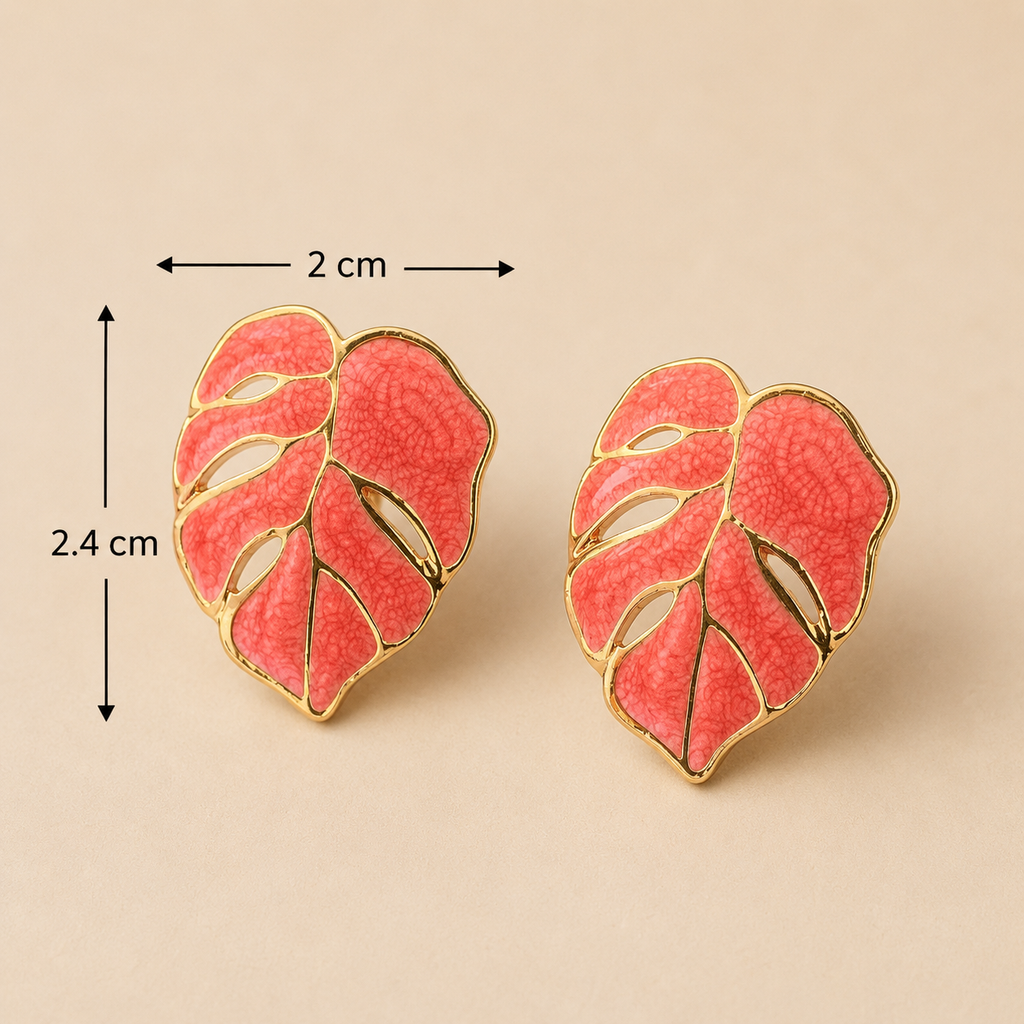 Coral Leaf Stud Earrings
