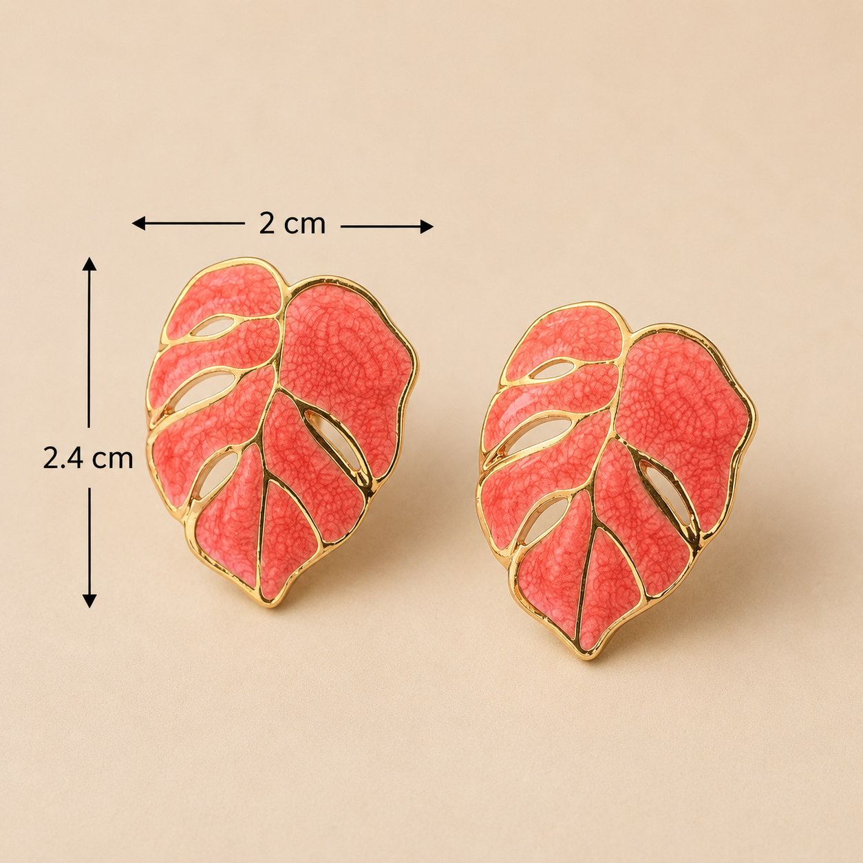 Coral Leaf Stud Earrings