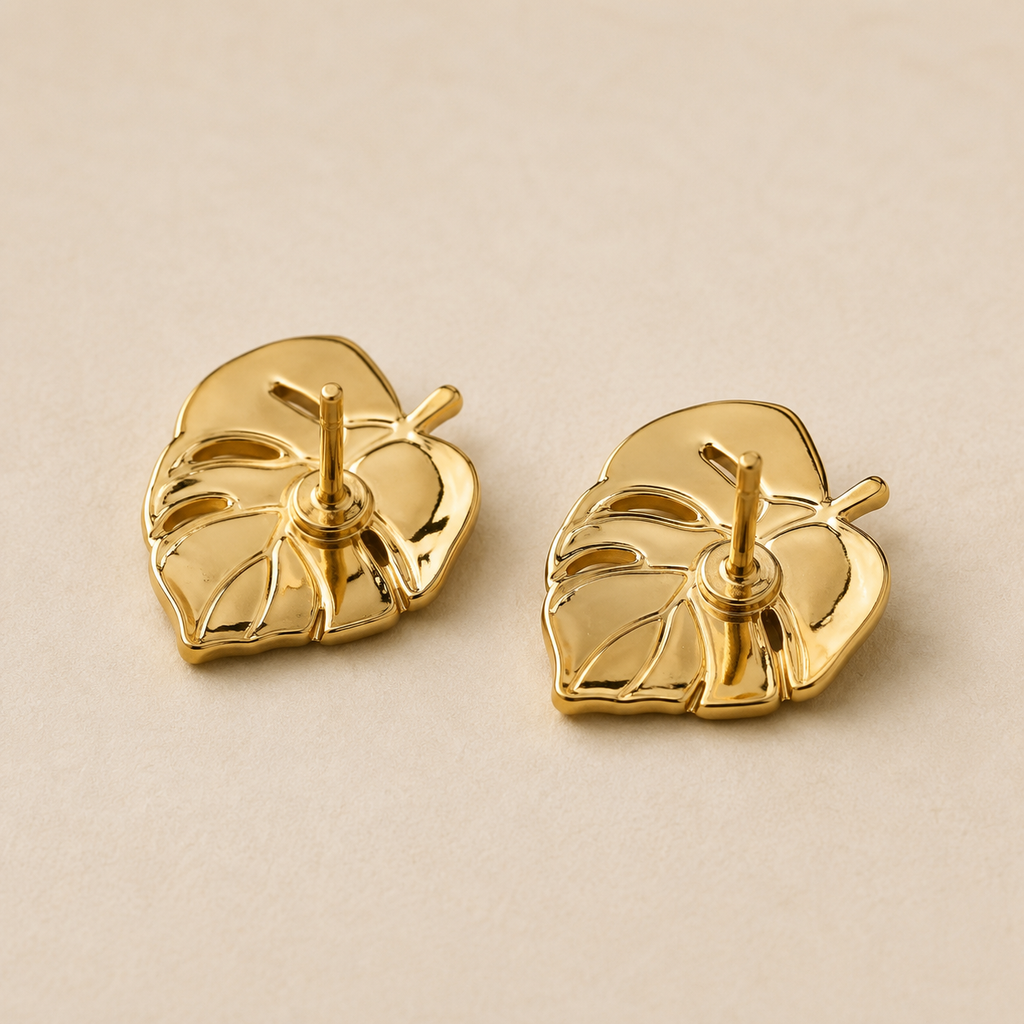 Coral Leaf Stud Earrings