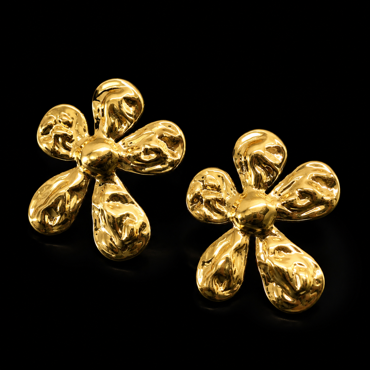 Aura Bloom Gold Statement Earrings
