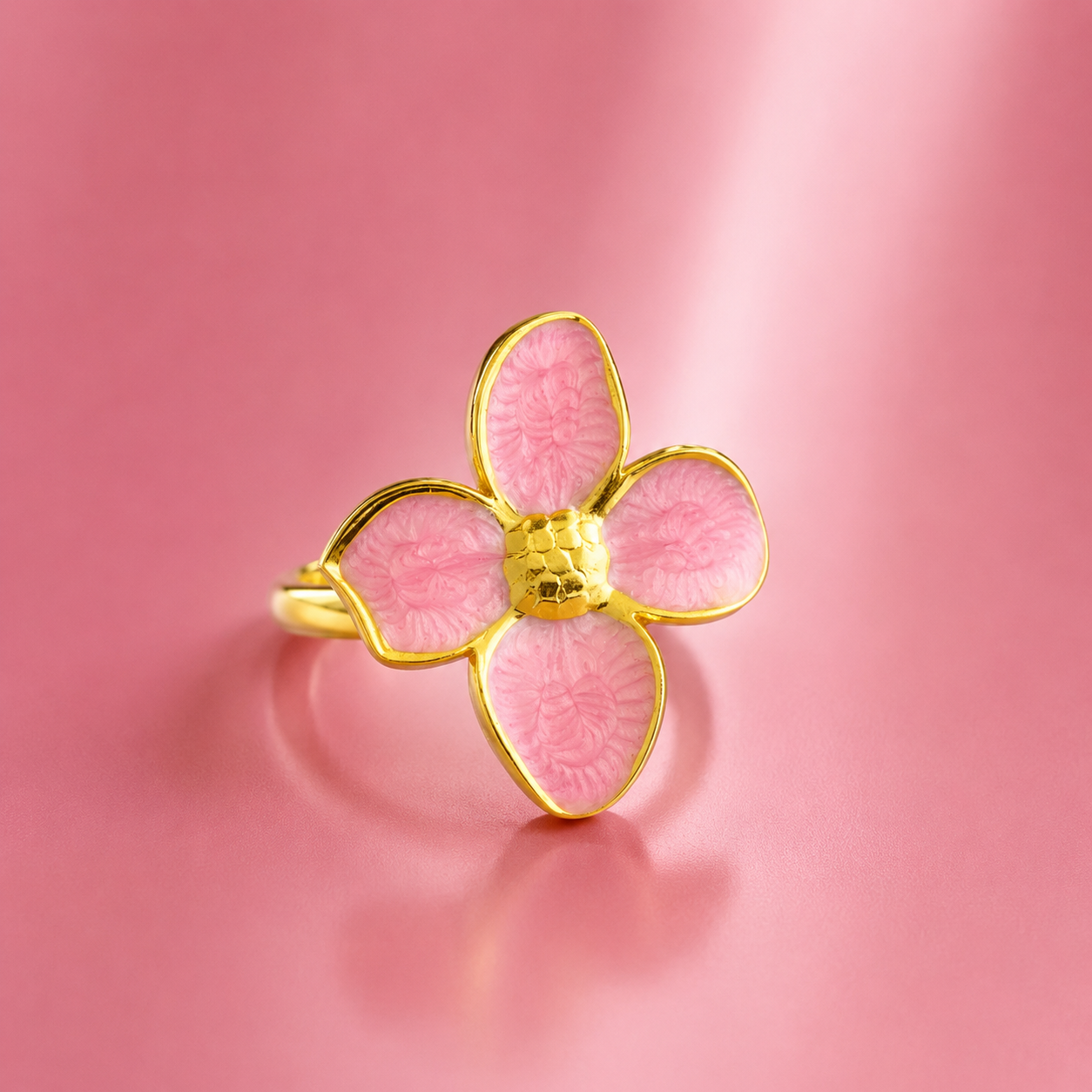 Blush Bloom Flower Adjustable Ring