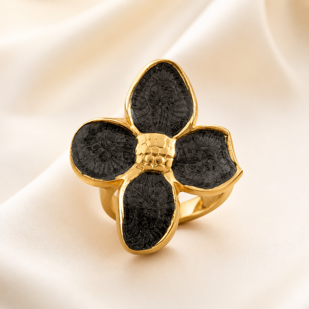 Midnight Bloom Adjustable Ring